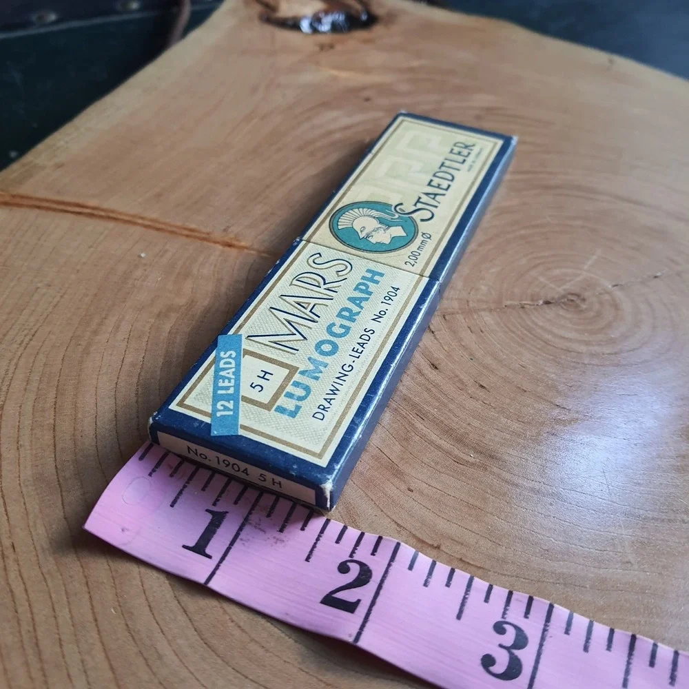Vintage Mars Staedtler Lumograph Drawing Leads 2H in Wooden Box made in Germany